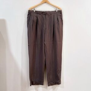 Ermenegildo Zegna Men Wool Dress Pants 38R Brown Cuffed Hem Old Money Officewear